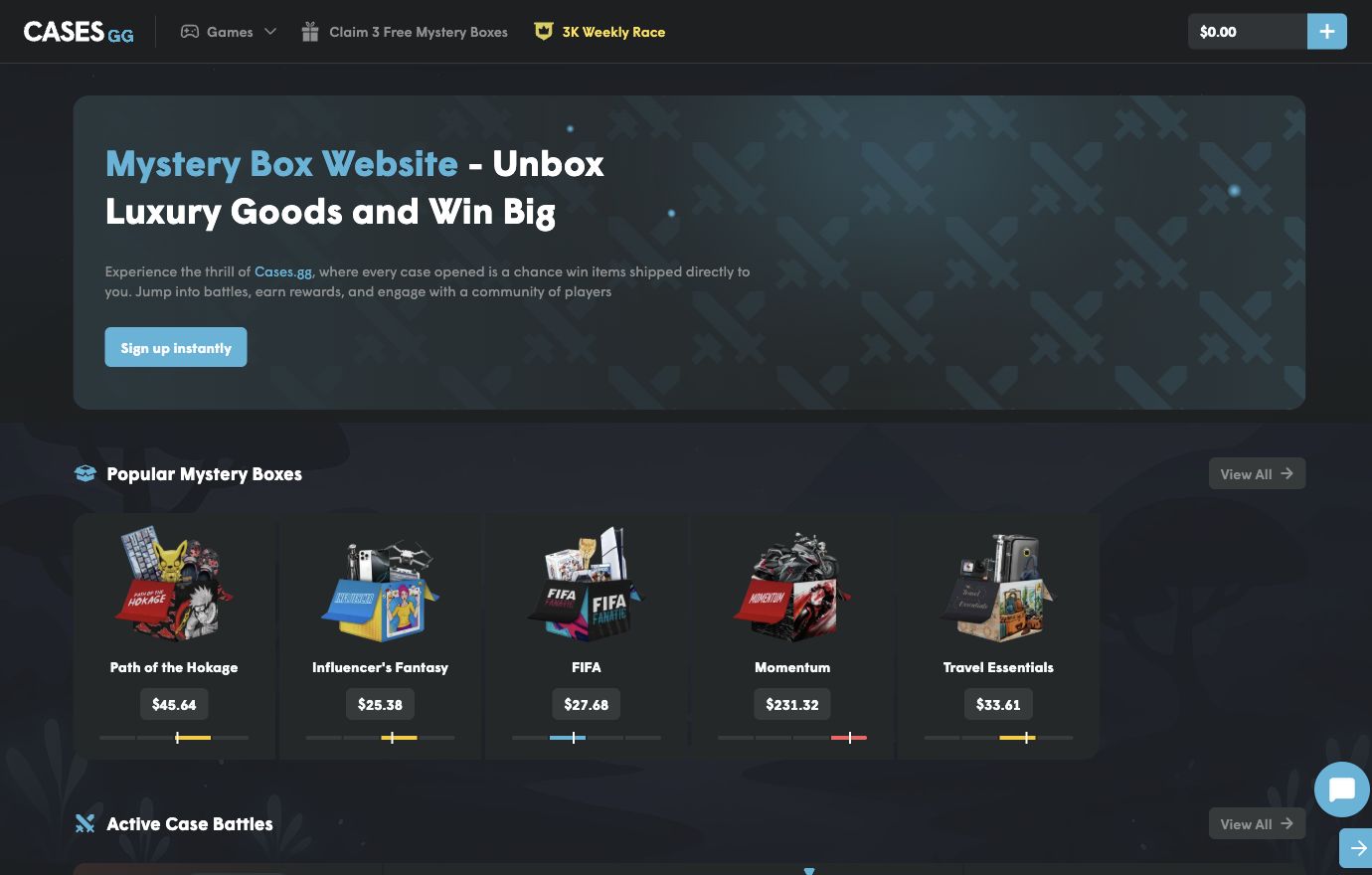 CasesGG desktop web interface with its product catalogue